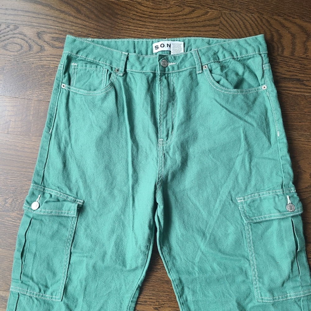 S.O.N.G Green Cargo Pants Women's Sz.15/32 - Picture 2 of 7